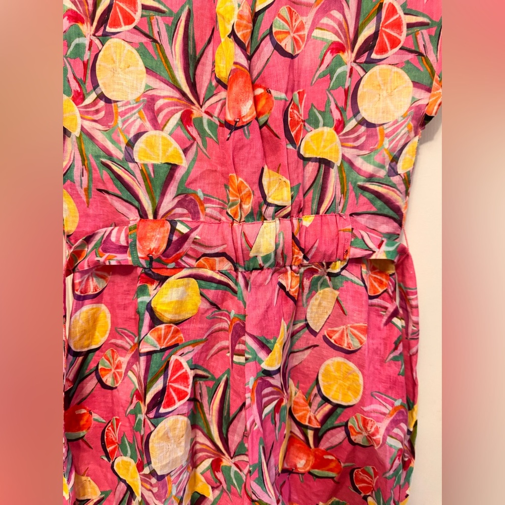 Scotch & Soda Women's Linen Romper, Pink Tropical Citrus Print, Size 36 (Size 6) - Picture 6 of 16